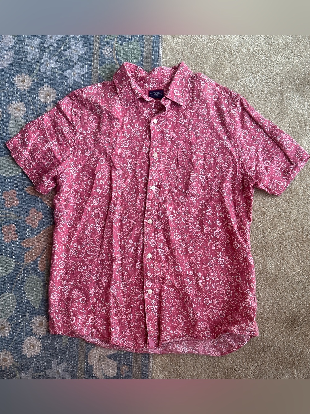 UNTUCKit Men's Pink Paisley Short-Sleeve Button-Down Shirt